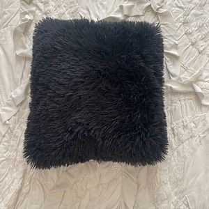 Midnight blue shaggy accent pillow 12”x12”
